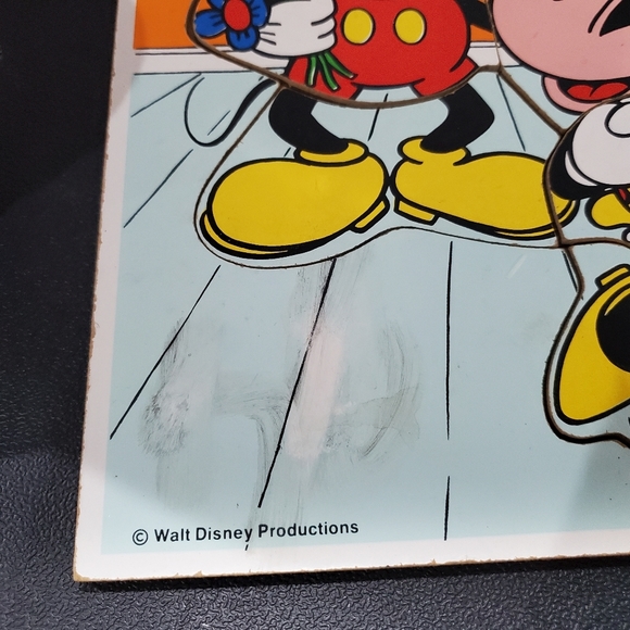 Vintage Walt Disney Playskool Mickey Minnie Wood Child’s Puzzle MADE USA - Picture 4 of 9
